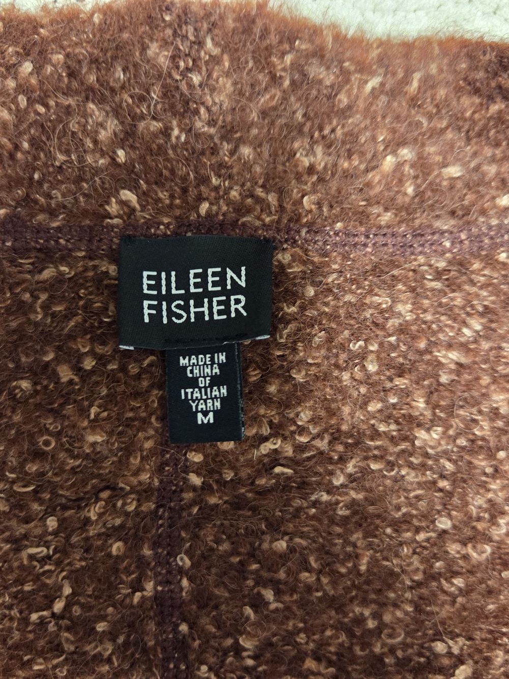 Eileen Fisher Heathered Rust-Brown Open Front Cardigan - Picture 2 of 4